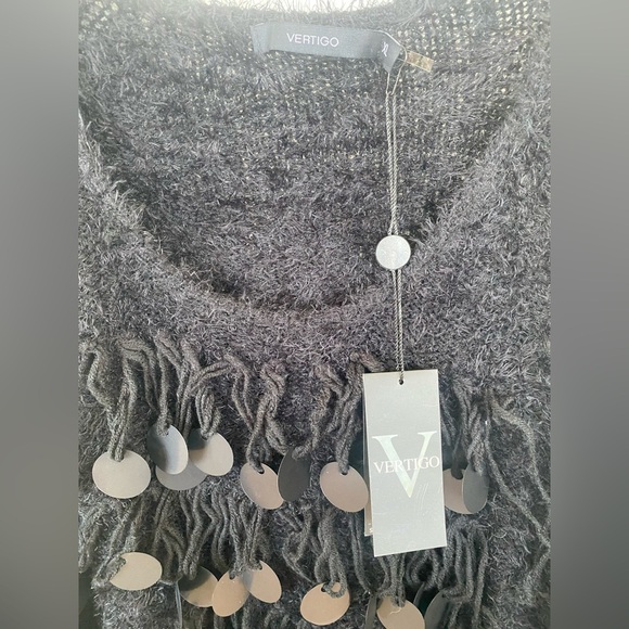 Vertigo NWT Black Fuzzy Sweater with Sequin Details - Picture 7 of 8